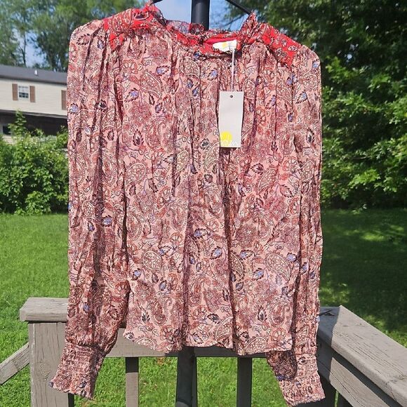 Boden Sheer Paisley Blouse NWT US 8 Boho Peasant Top - Picture 1 of 9